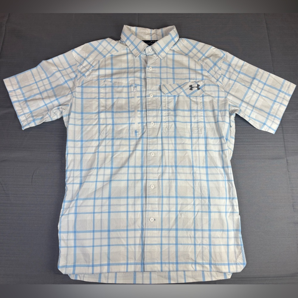 Under Armour HeatGear Men’s Plaid Performance Button-Up Shirt – Size M